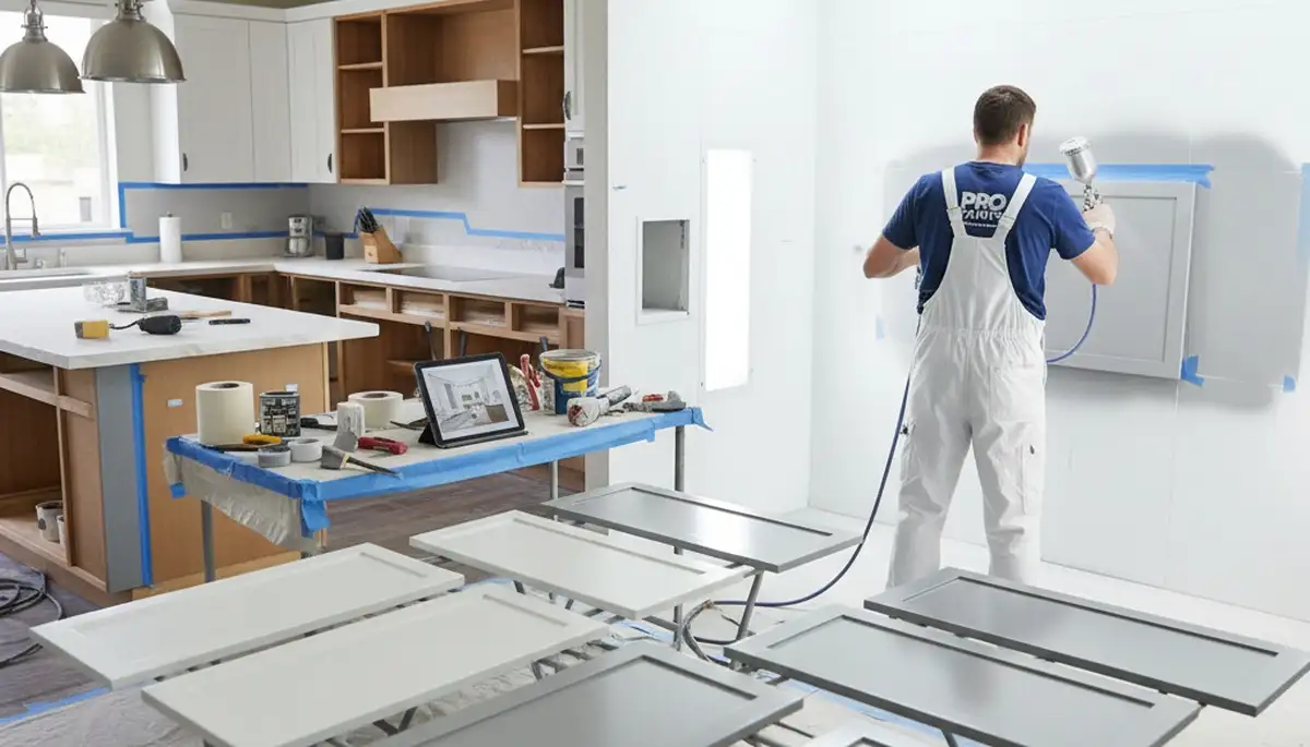 Cabinet painting services in Redding, CA for durable kitchen and bathroom cabinet refinishing