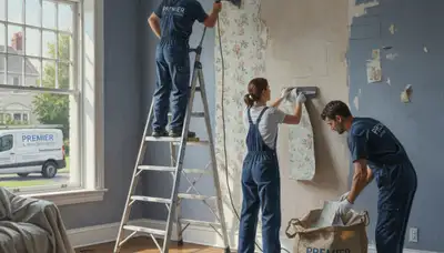 Redding Paint Pros removing wallpaper and prepping smooth walls in Redding, CA