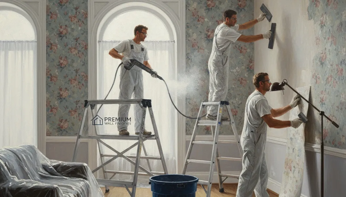 Wallpaper removal service in Redding, CA, prepping walls for painting in a dry home interior