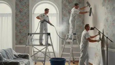 Wallpaper removal service in Redding, CA, prepping walls for painting in a dry home interior